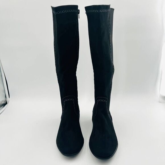 Gloria Vanderbilt Beatrice Knee High Black Microsuede Boots Size 8 - Picture 8 of 12